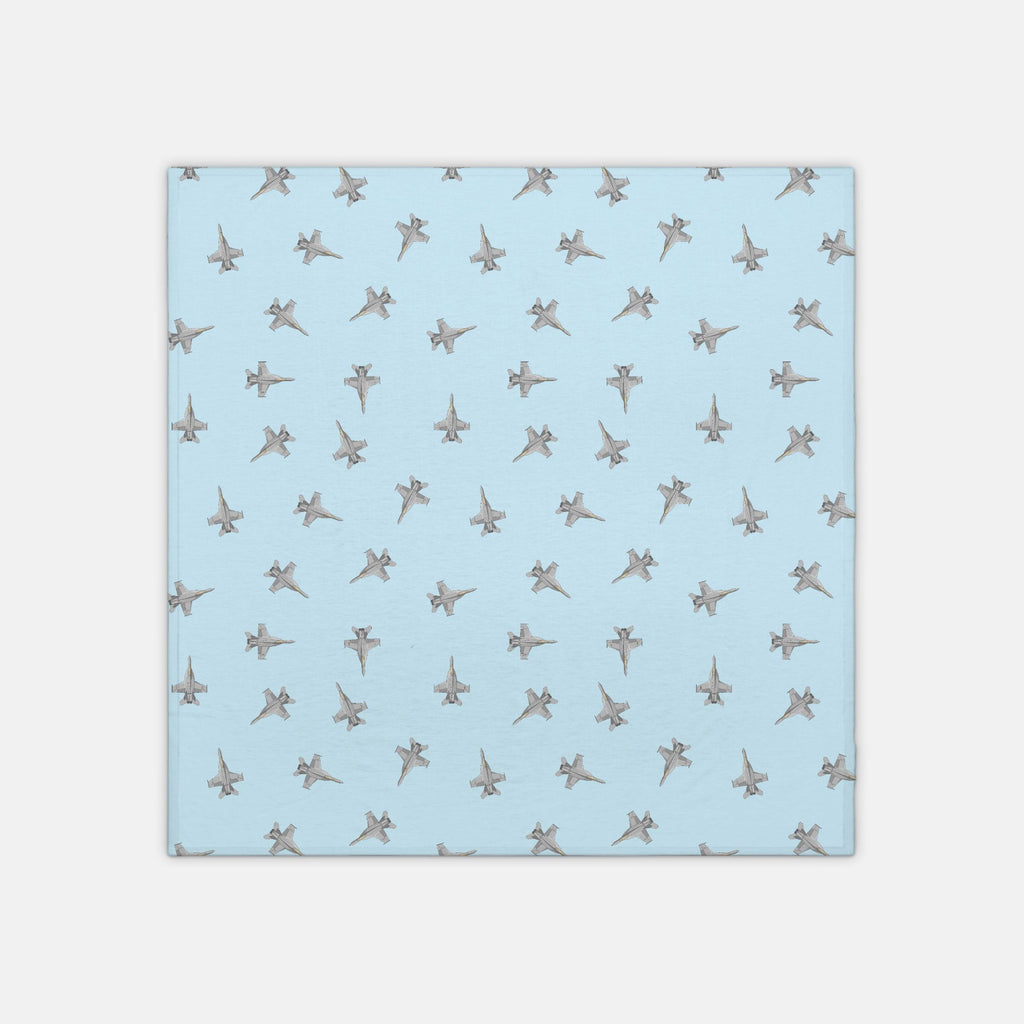 F-18 Fighter Jet_cyan_jersey knit swaddle