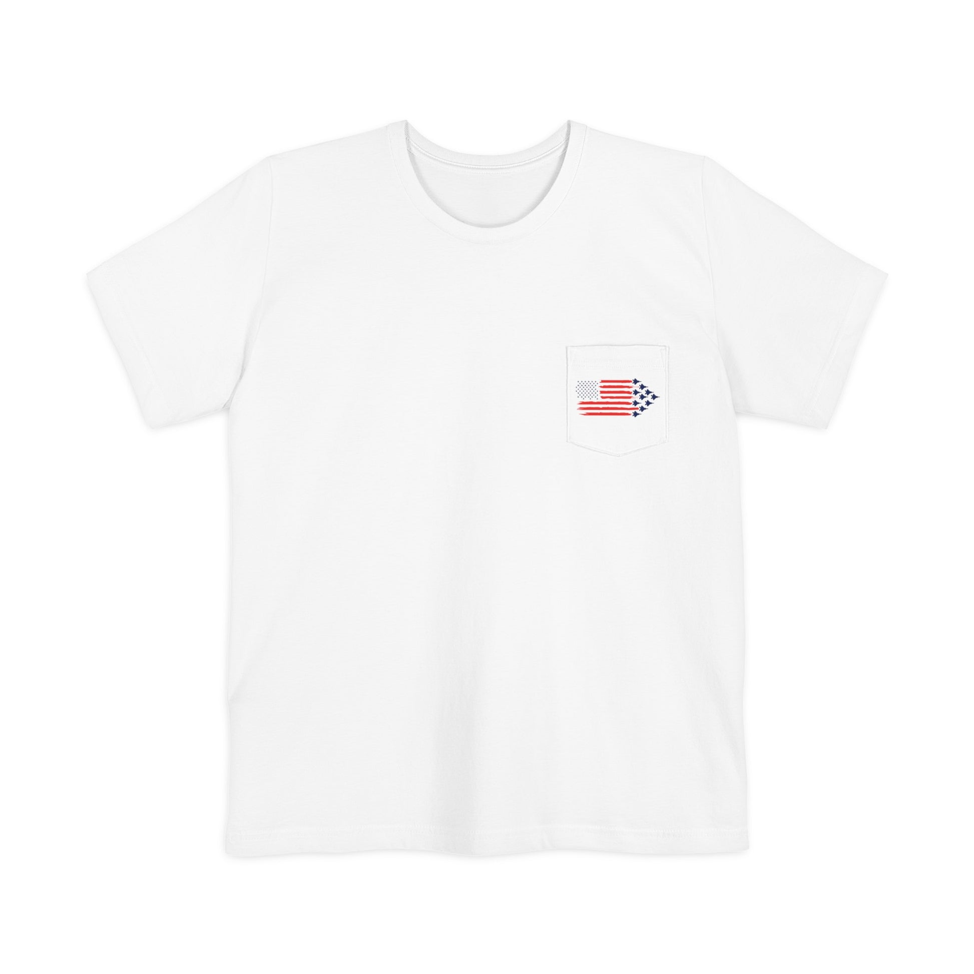 F-22 Fighter Jet American Flag Pocket Tee