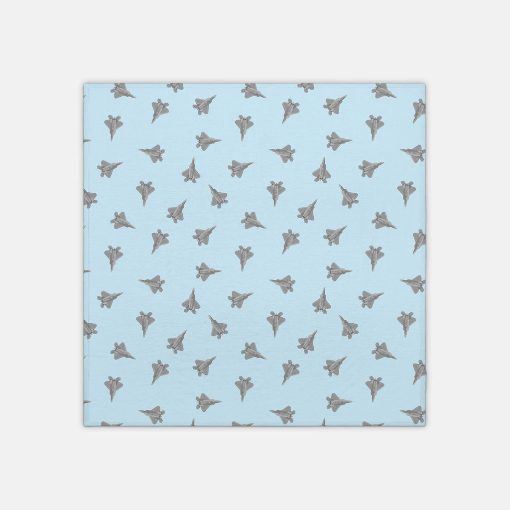 F-22 Fighter Jet_cyan_jersey knit swaddle