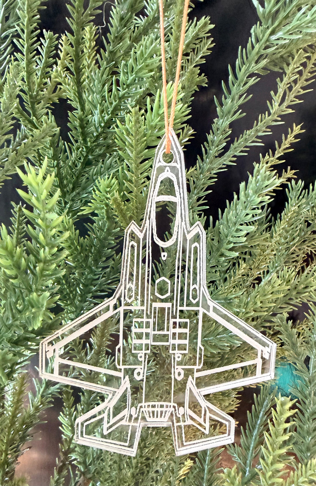 Engraved F-35A Blueprint Fighter Jet Ornament