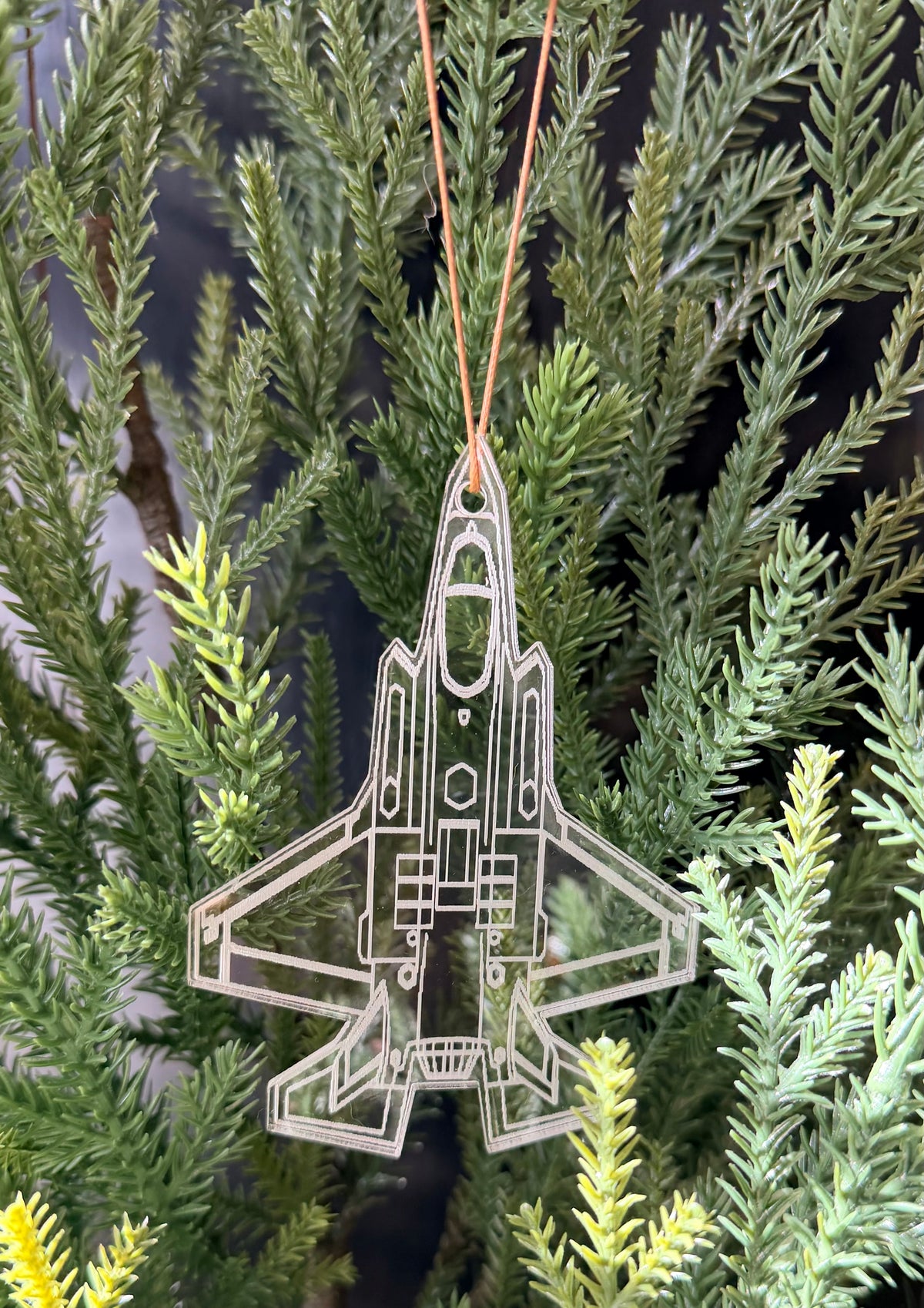 Engraved F-35A Blueprint Fighter Jet Ornament