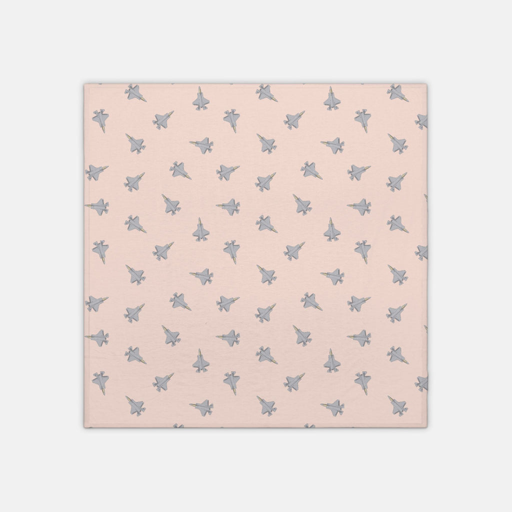 F-35 Fighter Jet _jersey knit swaddle_coral