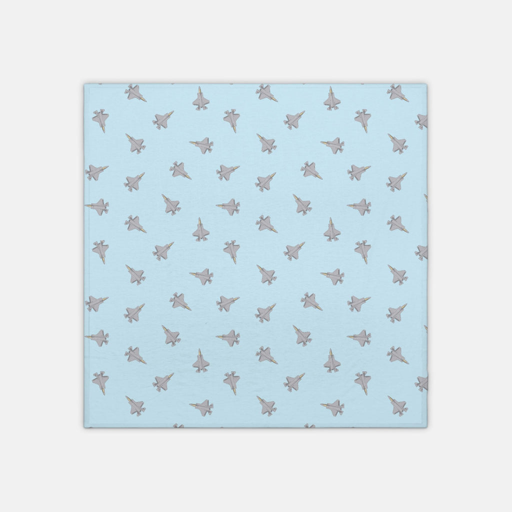 F-35 Fighter Jet_cyan_jersey knit swaddle
