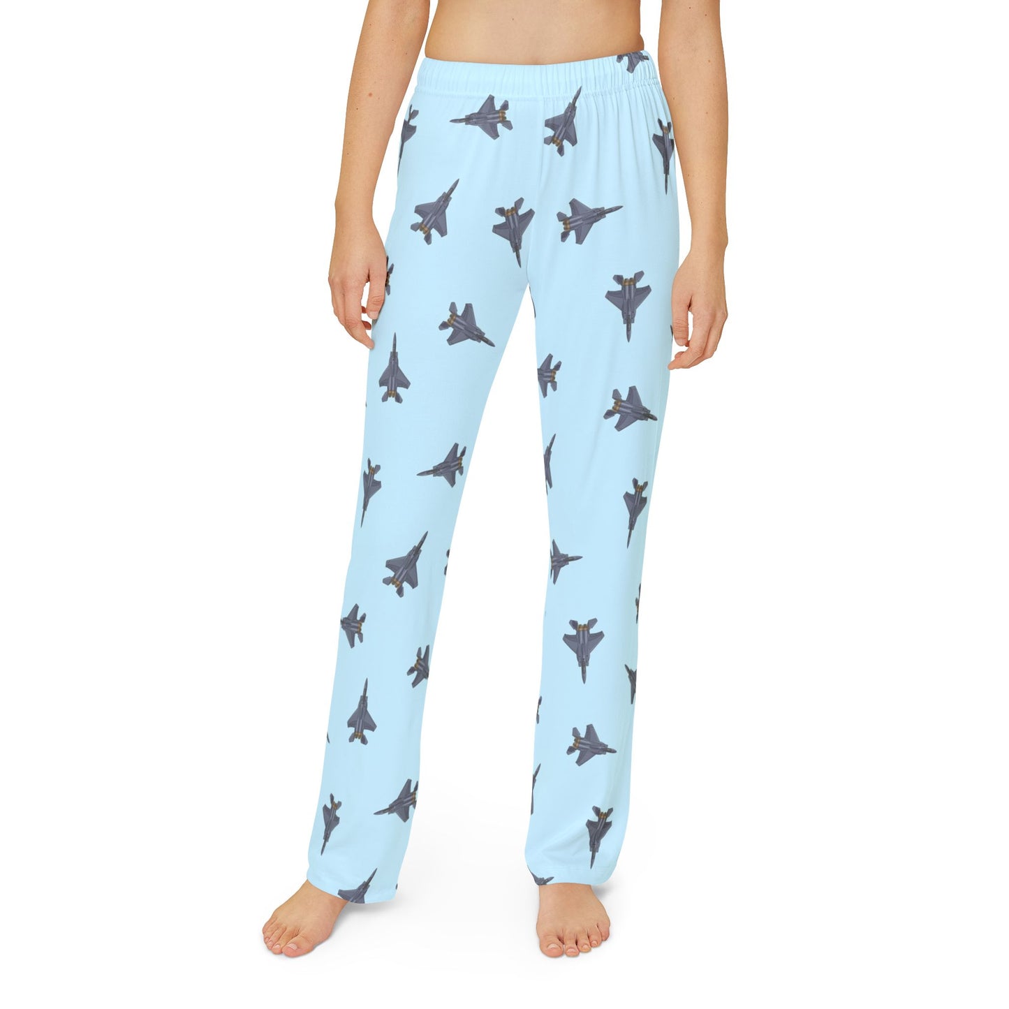 F15Fighter Jet Pajama Pants_cyan