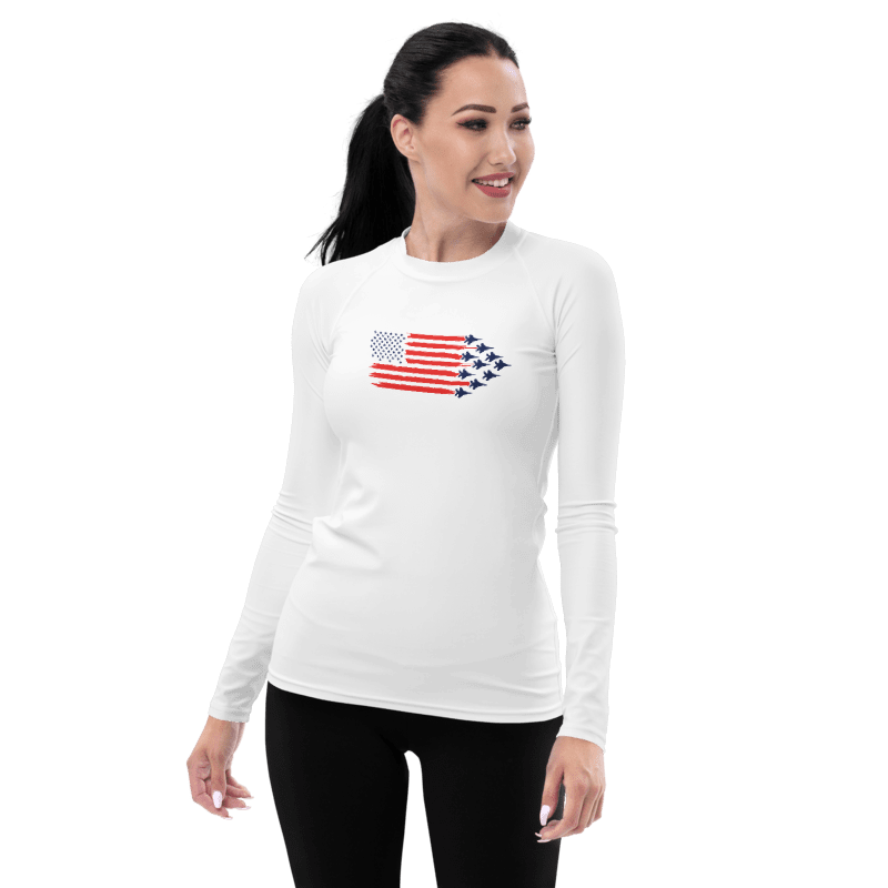 F15_Fighter_Jet_Womens_Rashguard_American_Flag