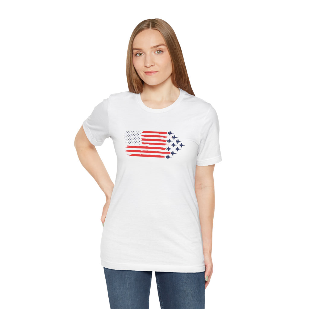 F-18 Fighter Jets and Flag Unisex Tshirts