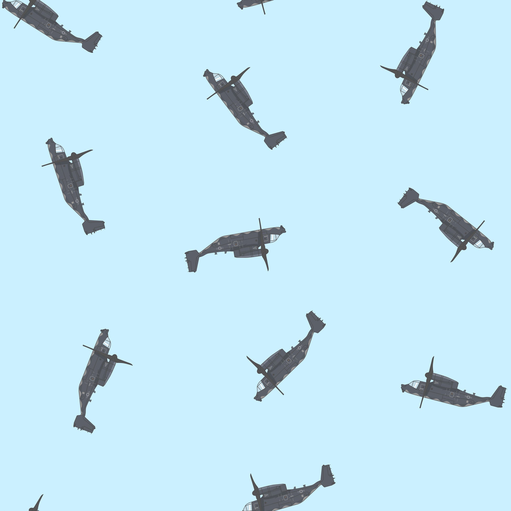 Jets Pattern Seamless cyan
