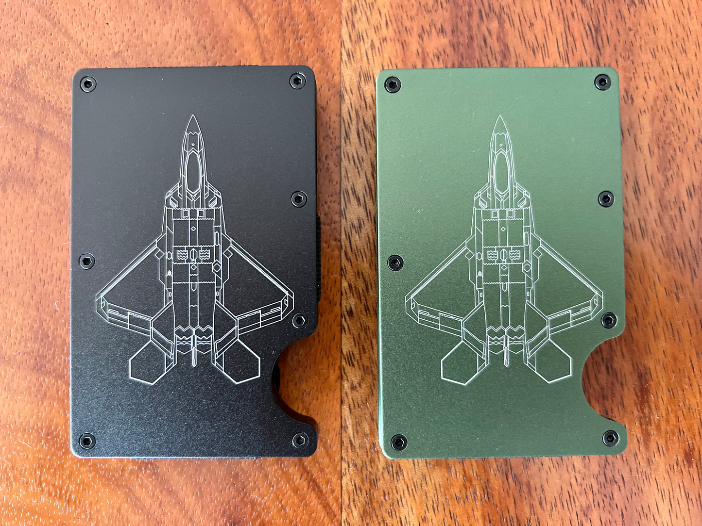 CLOSEOUT: Fighter Jet Aluminum Minimalist Wallets (A-10, F-15C, F-15E, F-16, F-22, F-35A)