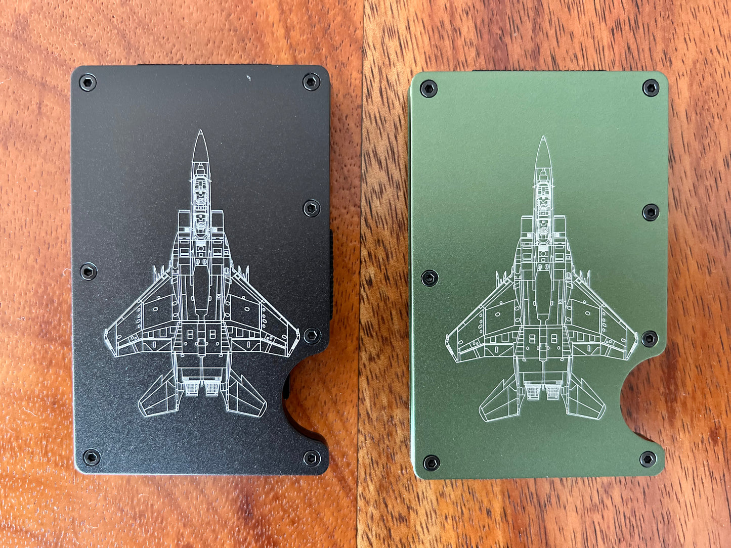 CLOSEOUT: Fighter Jet Aluminum Minimalist Wallets (A-10, F-15C, F-15E, F-16, F-22, F-35A)