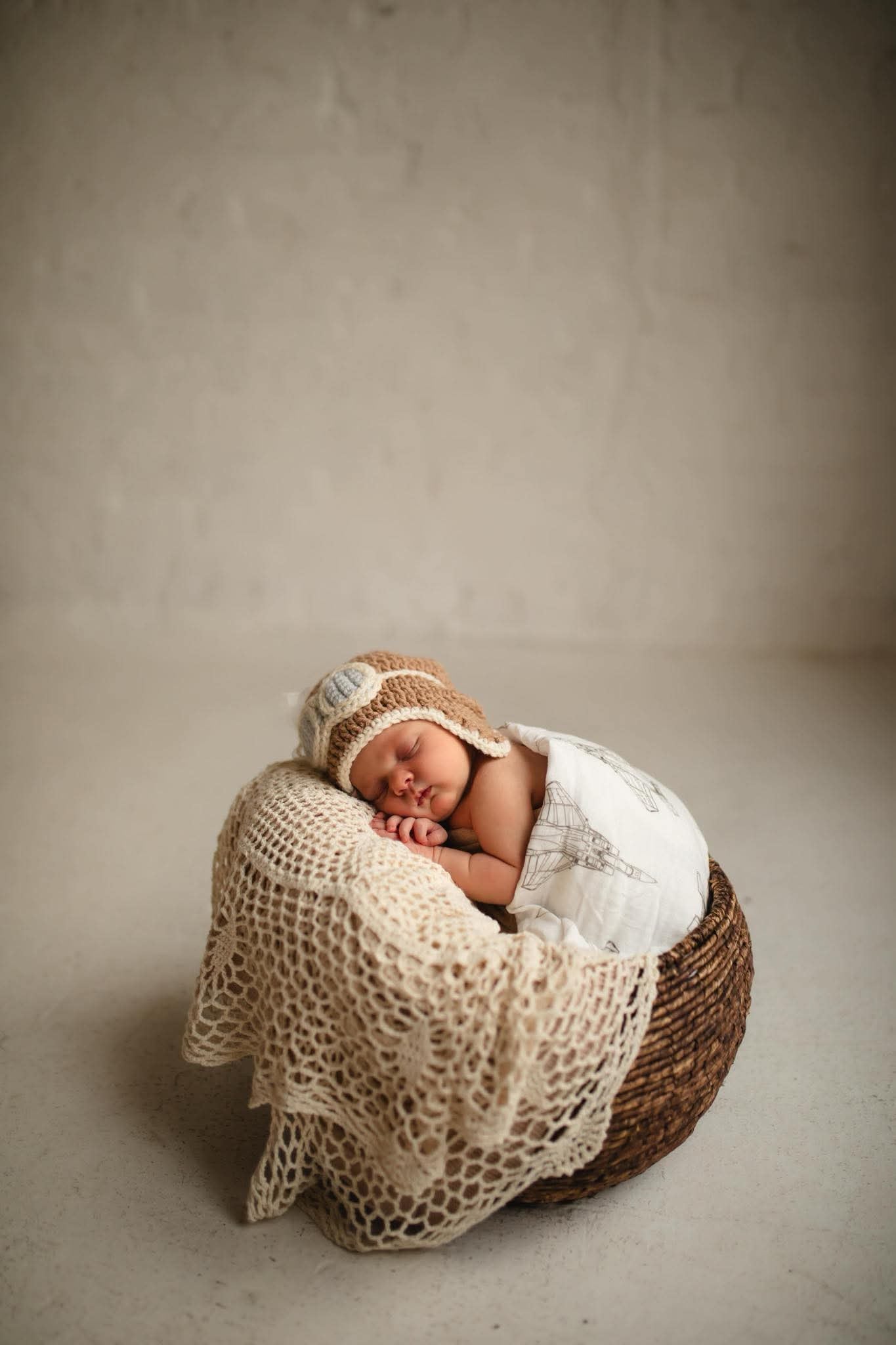 F-15C Blueprint Fighter Jet Muslin Swaddle/Blanket in TAUPE GREY
