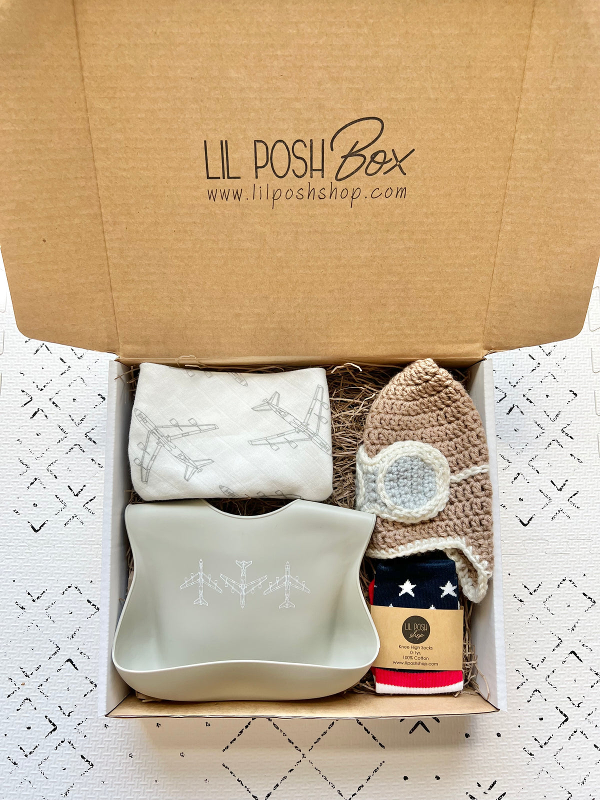 Lil Aviator Baby Gift Set Option 2 (A-10, F-15C, F-15E, F-22, KC-135)  in Navy or Mauve