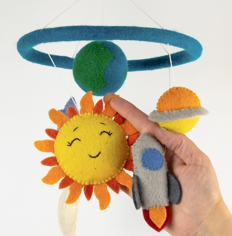 Lil Celestial Rocket Ship Felt Baby Mobile