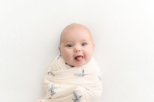 Lil Pilot Pastels FIGHTER JETS (Choose Your Jet) Jersey Knit Swaddle Blankets - 42" x 42"