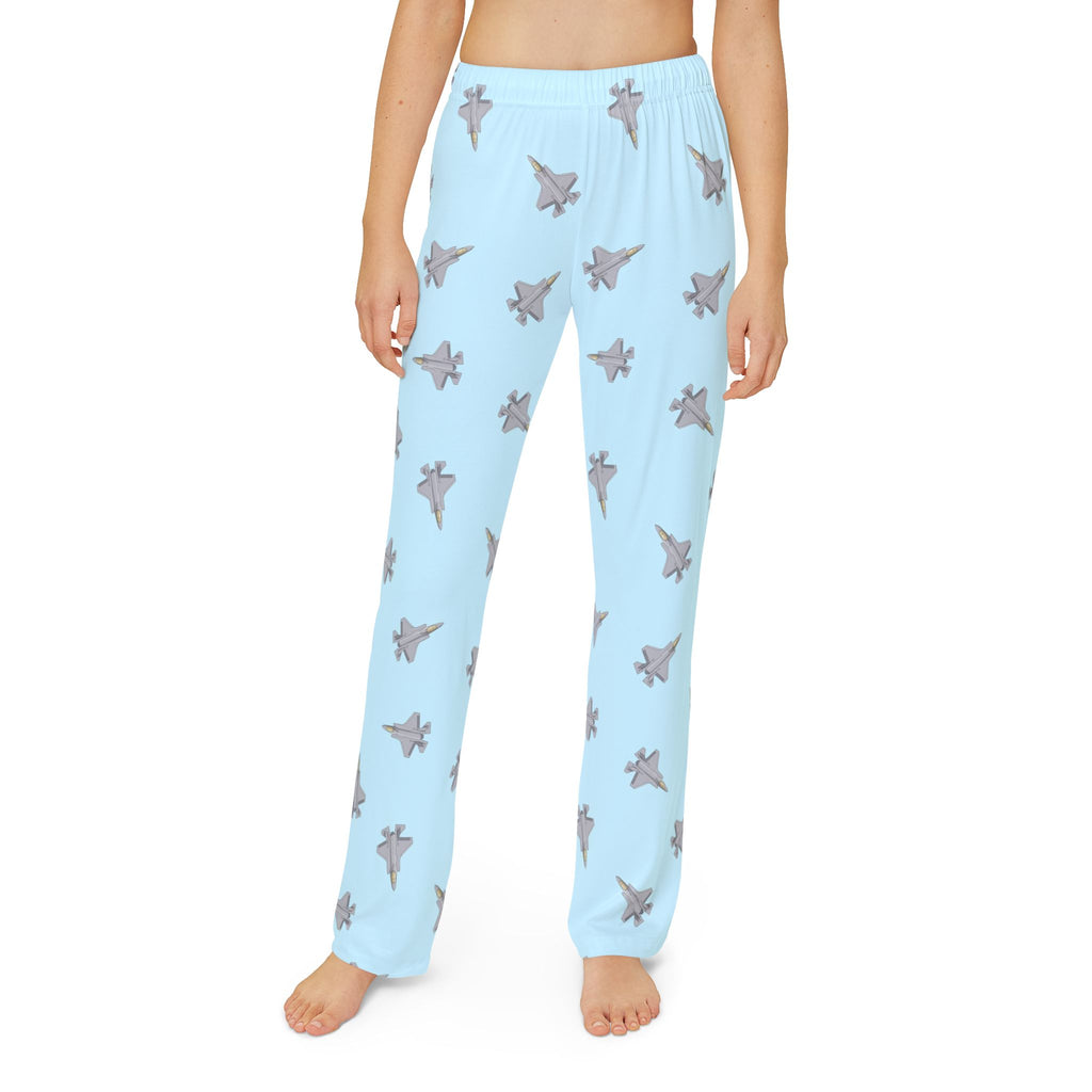 F35 Fighter Jet Pajama Pants_cyan