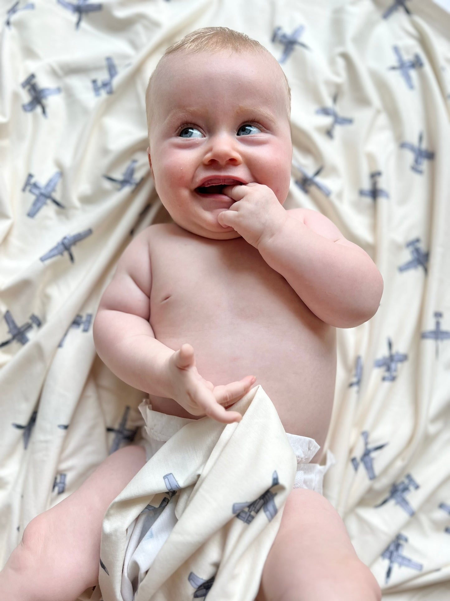 Lil Pilot Pastels Jersey Knit Swaddles-Choose your military jet