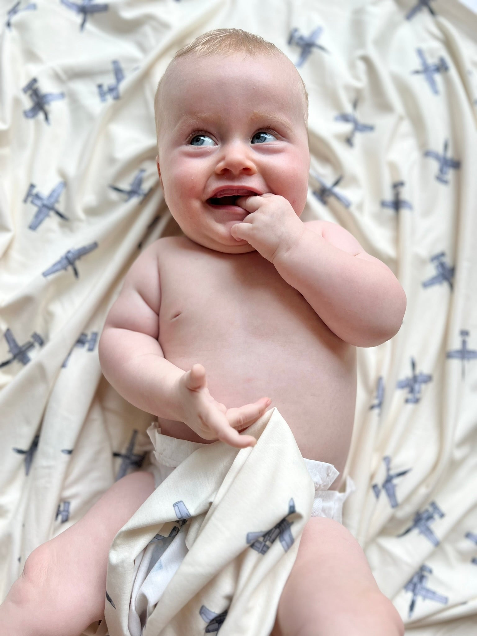 Lil Pilot Pastels Jersey Knit Swaddles-Choose your military jet