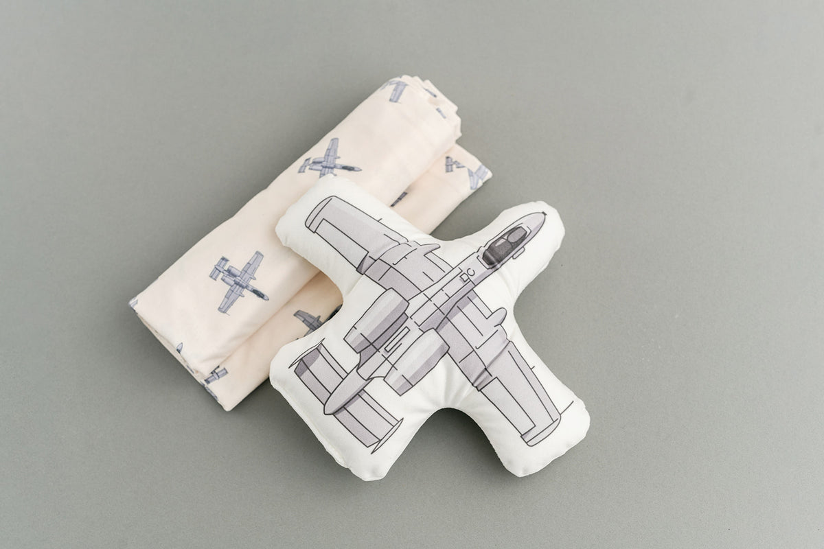 Lil Pilot Pastels MILITARY AIRCRAFT Jersey Knit Swaddles (Choose Your Aircraft) - 42" X 42"