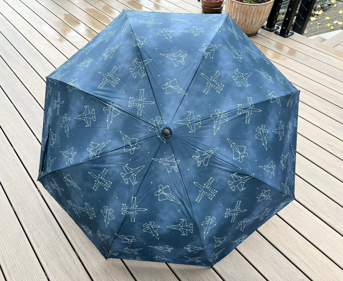 Starry Jet Night- Fighter Jets in the Sky-Semi-Automatic Foldable Umbrella