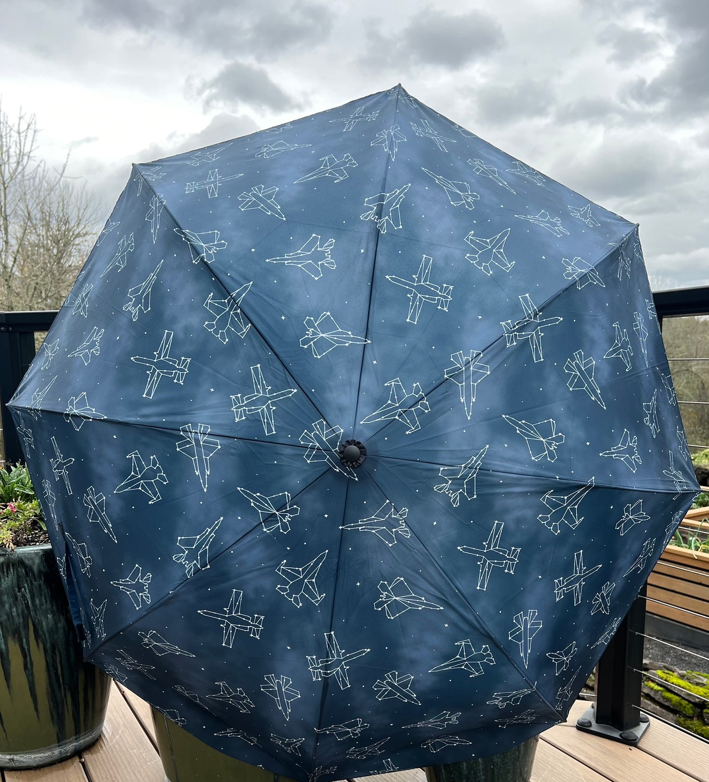 Starry Jet Night- Fighter Jets in the Sky-Semi-Automatic Foldable Umbrella