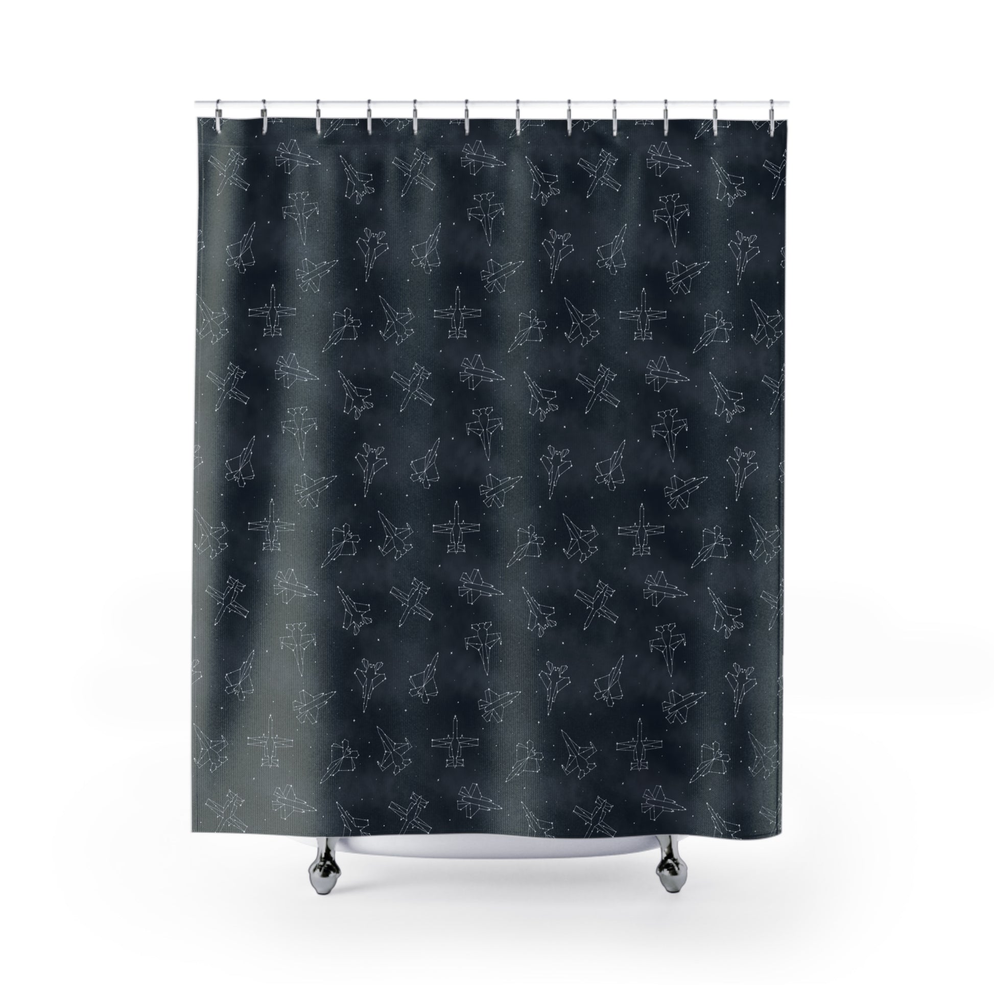 Starry Jet Night Bathroom Shower Curtain