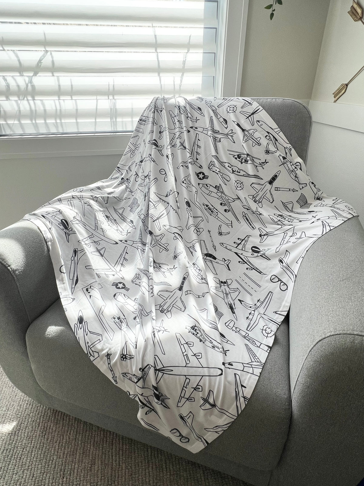 USAF Zoom + Boom Jersey Knit Swaddle Blanket - 42" x 42"
