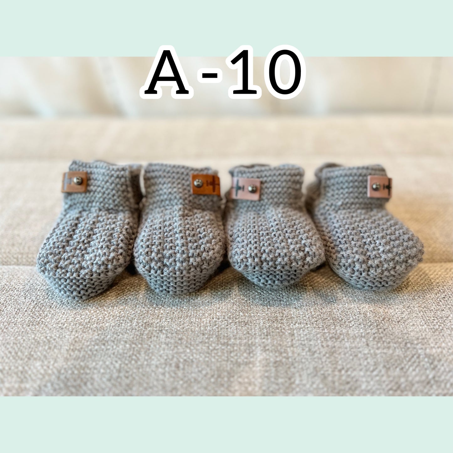 Crochet Baby Booties w/ Leather Tag (offered in A-10, F-15, F-16, F-18, F-22, F-35)