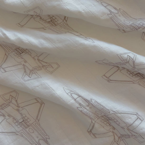 F-35 Lightning Blueprint Muslin Swaddle Blanket