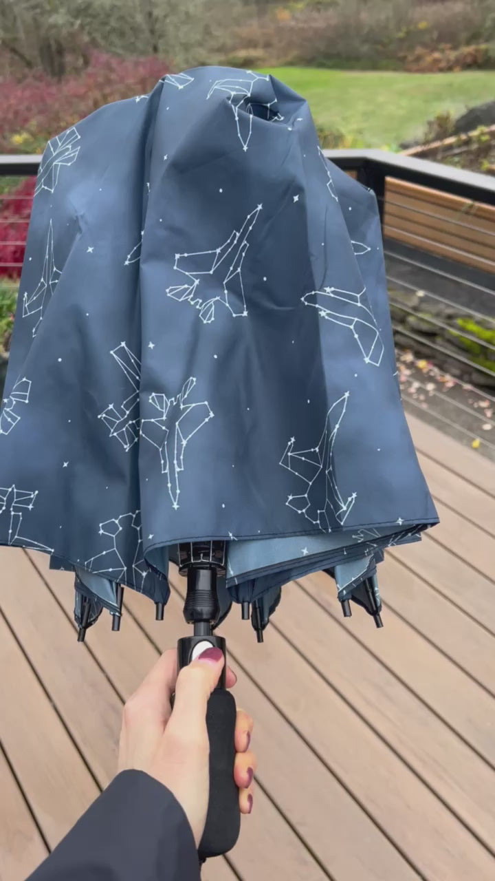 Starry Jet Night- Fighter Jets in the Sky-Semi-Automatic Foldable Umbrella