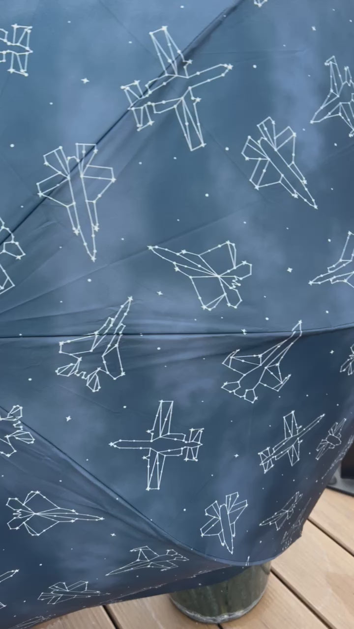 Starry Jet Night- Fighter Jets in the Sky-Semi-Automatic Foldable Umbrella