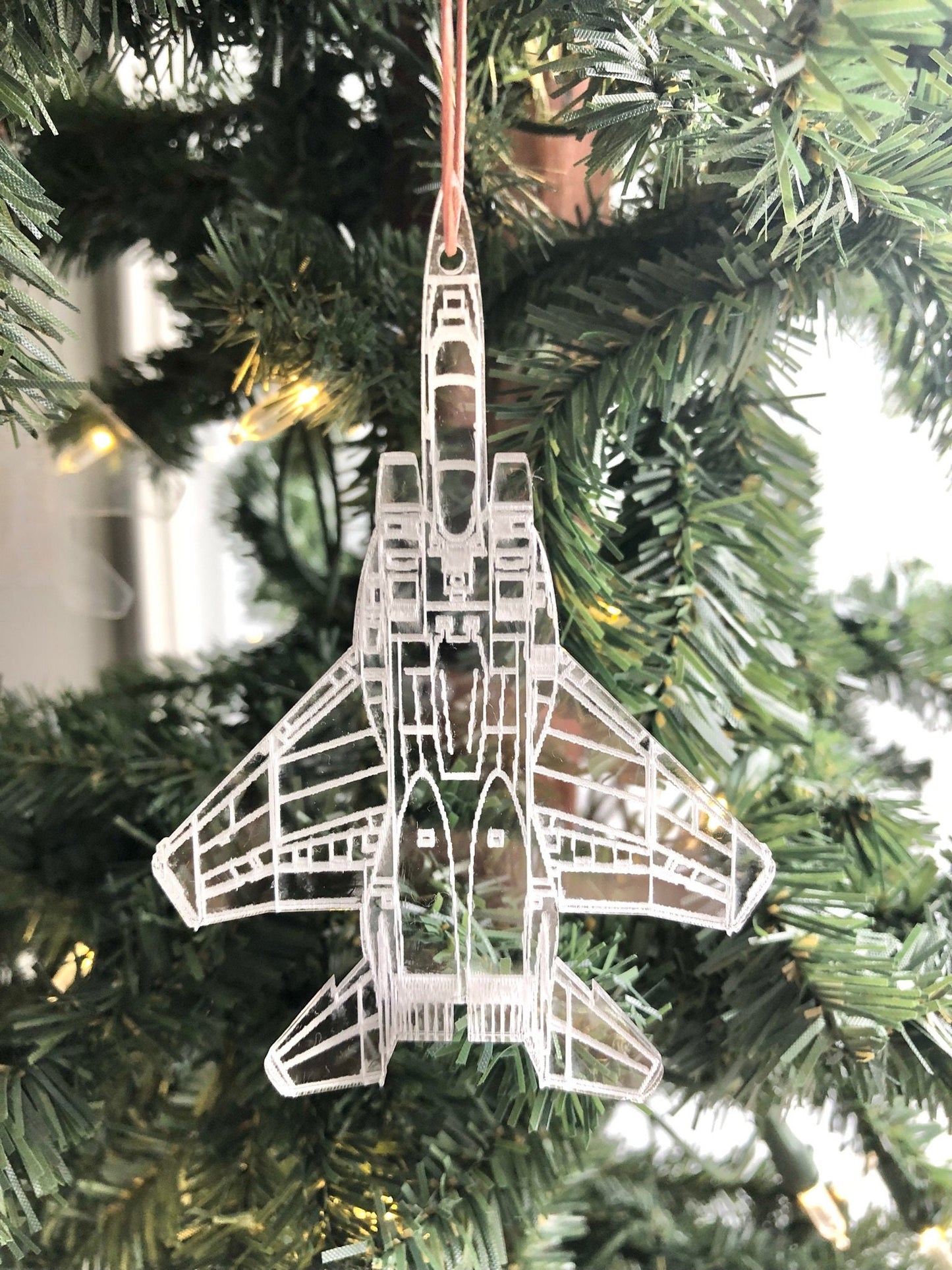 Engraved F-15C Blueprint Fighter Jet Ornament