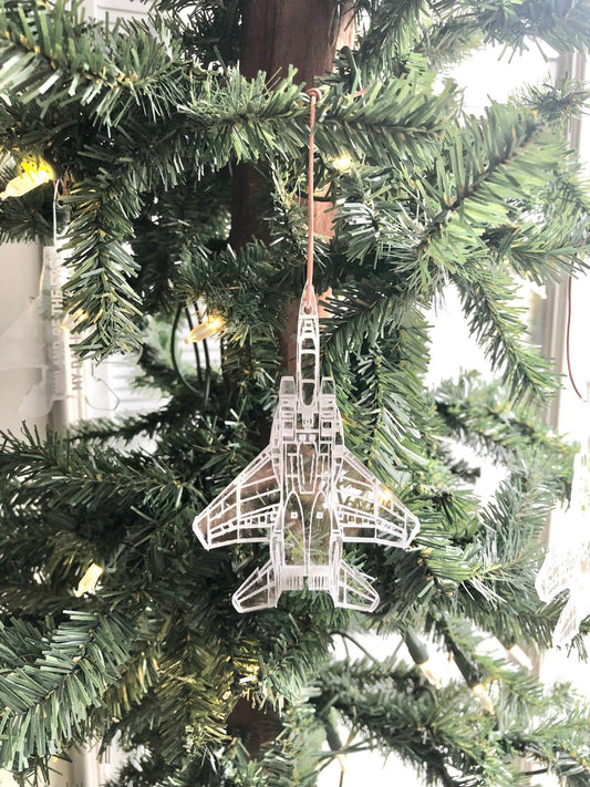 Engraved F-15C Blueprint Fighter Jet Ornament