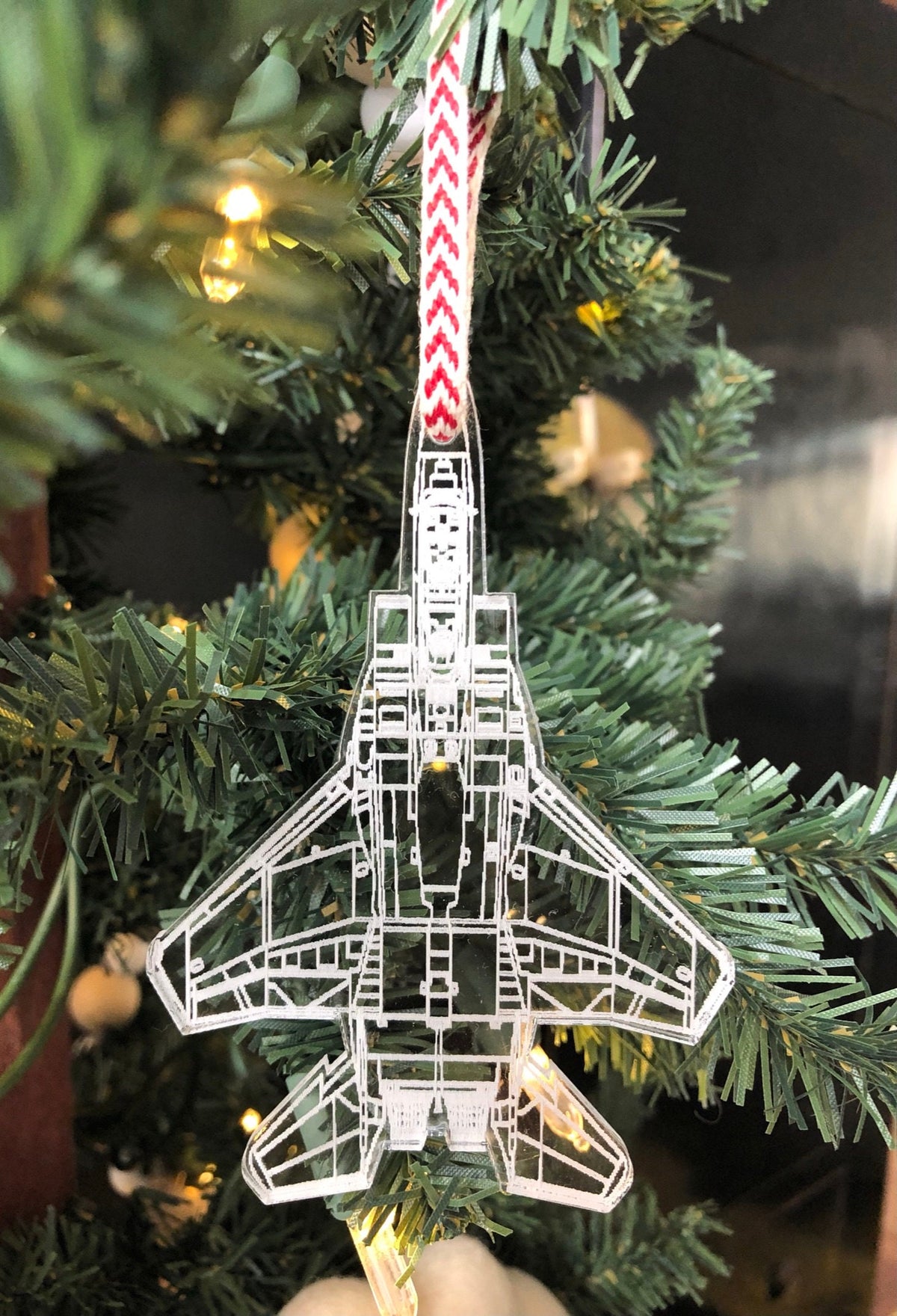 Engraved F-15E Blueprint Fighter Jet Ornament