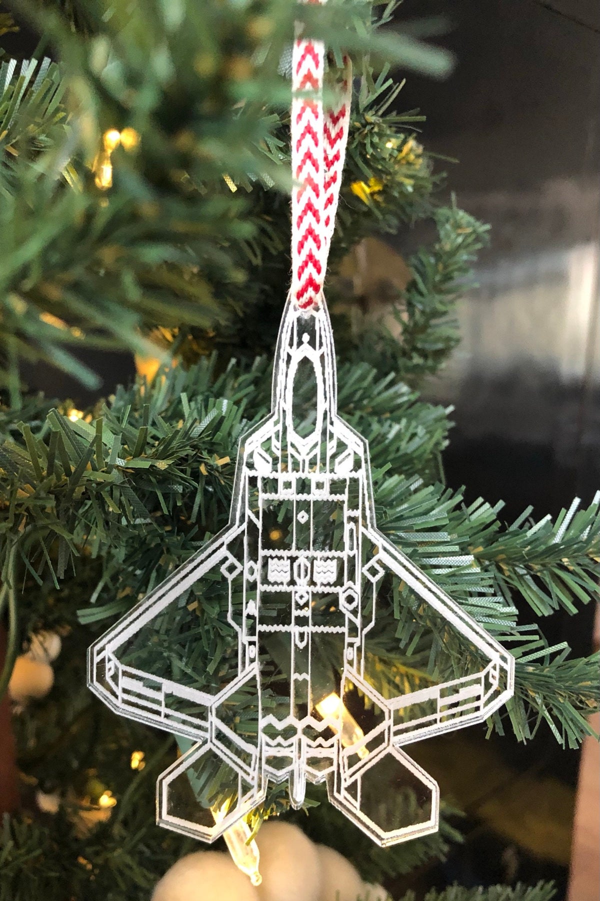 Engraved F-22 Blueprint Fighter Jet Ornament *Will ship 2nd week of December