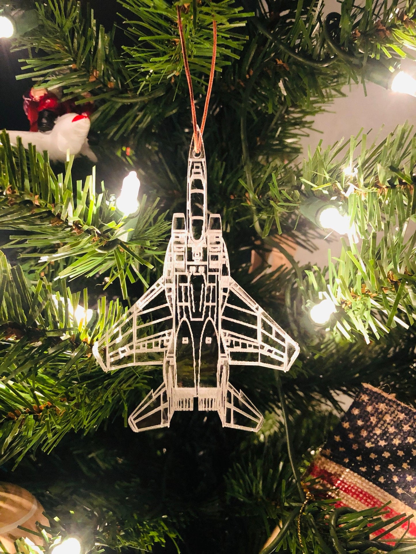 Engraved F-15C Blueprint Fighter Jet Ornament