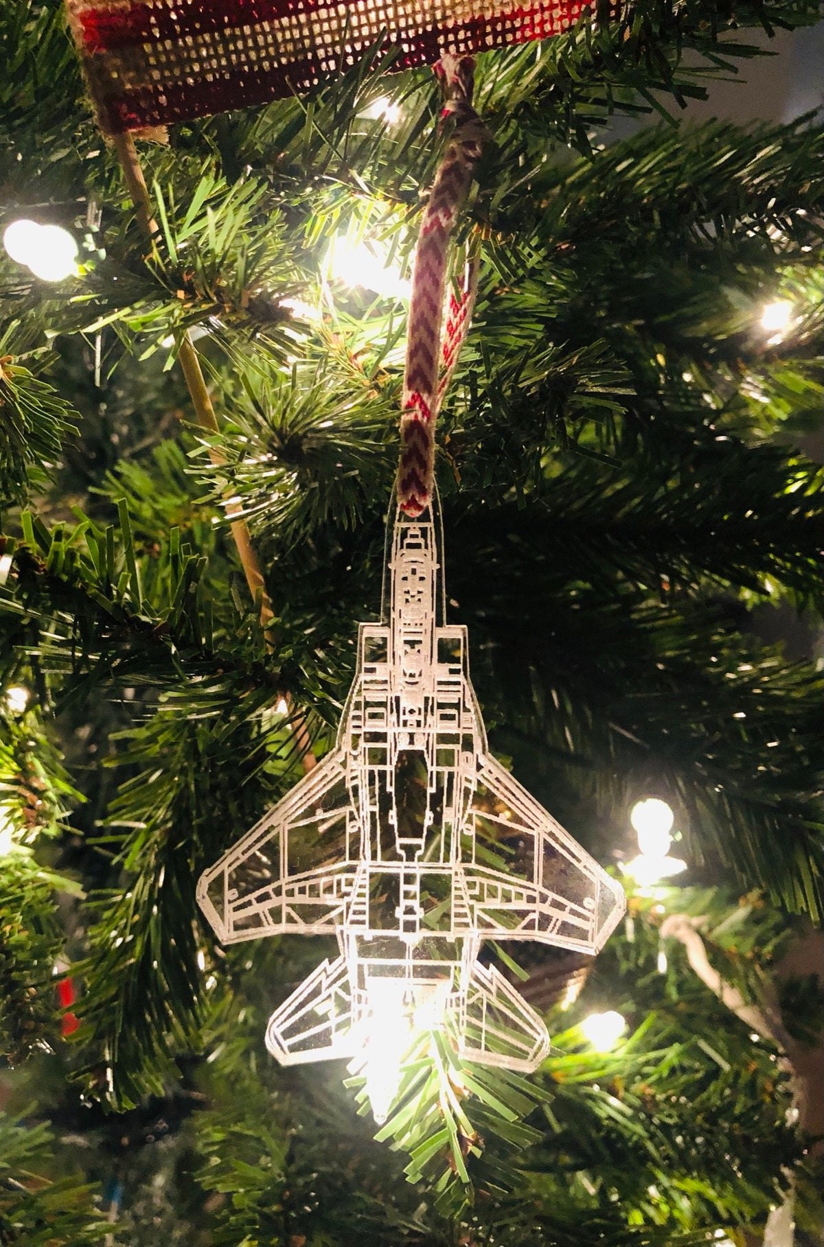 Engraved F-15E Blueprint Fighter Jet Ornament