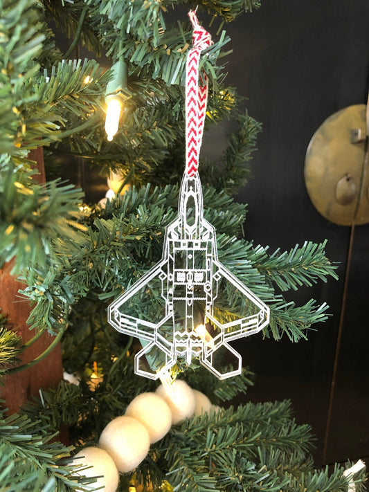 Engraved F-22 Blueprint Fighter Jet Ornament *Will ship 2nd week of December