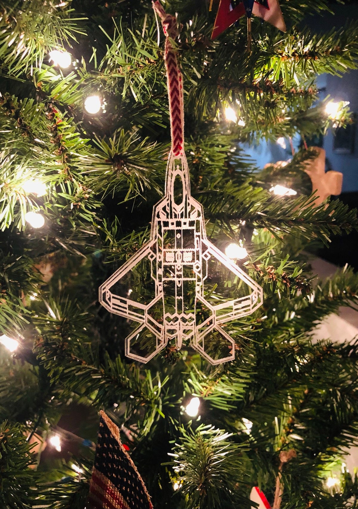 Engraved F-22 Blueprint Fighter Jet Ornament *Will ship 2nd week of December