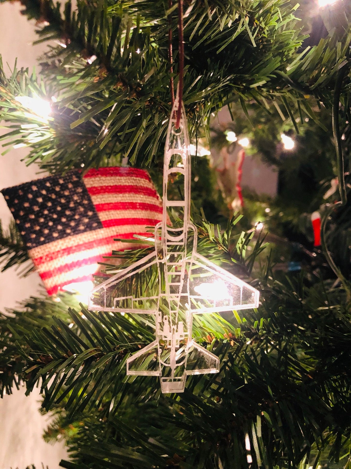 Engraved T-38 Blueprint Fighter Jet Ornament