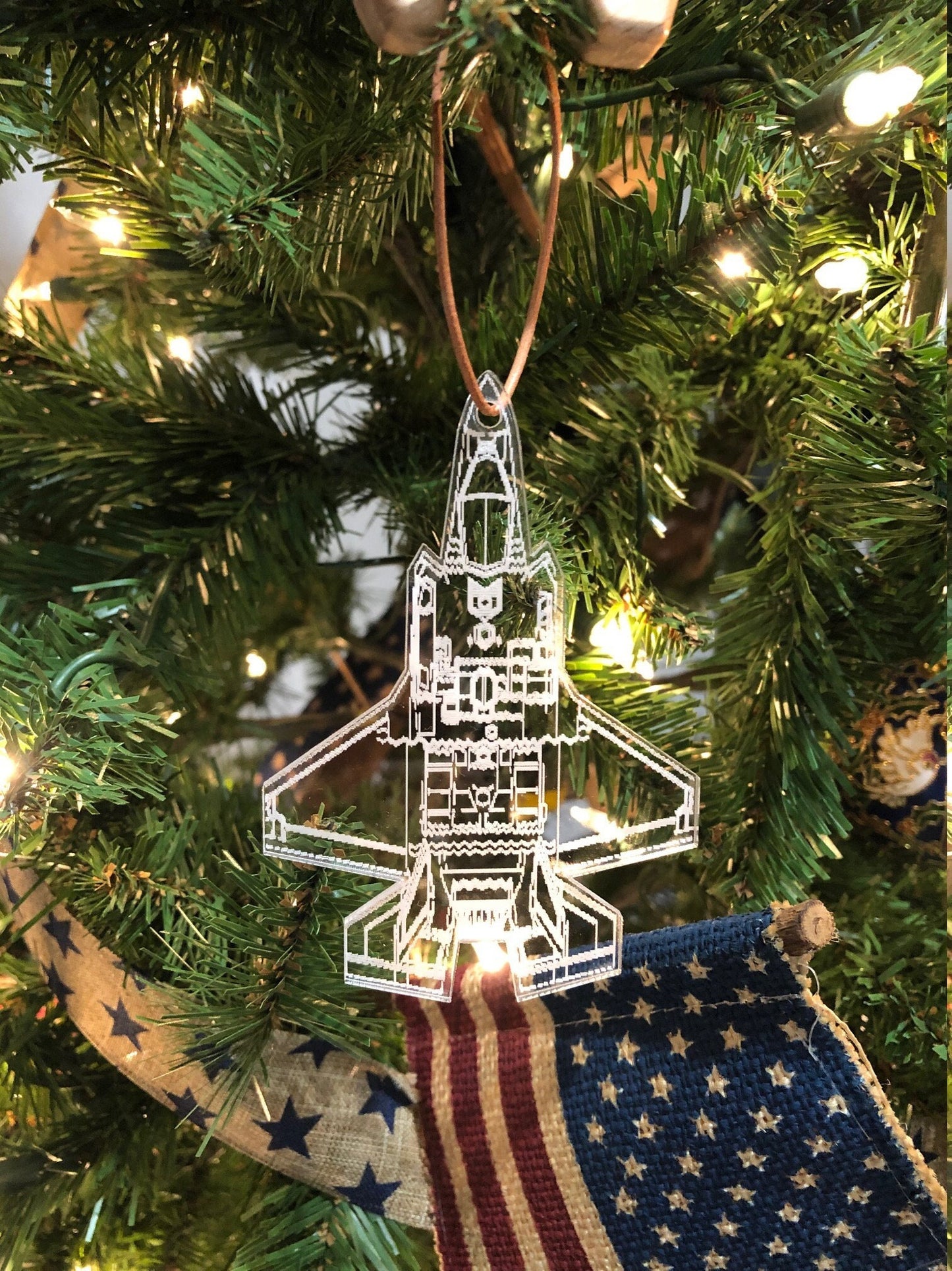 Engraved F-35A Blueprint Fighter Jet Ornament