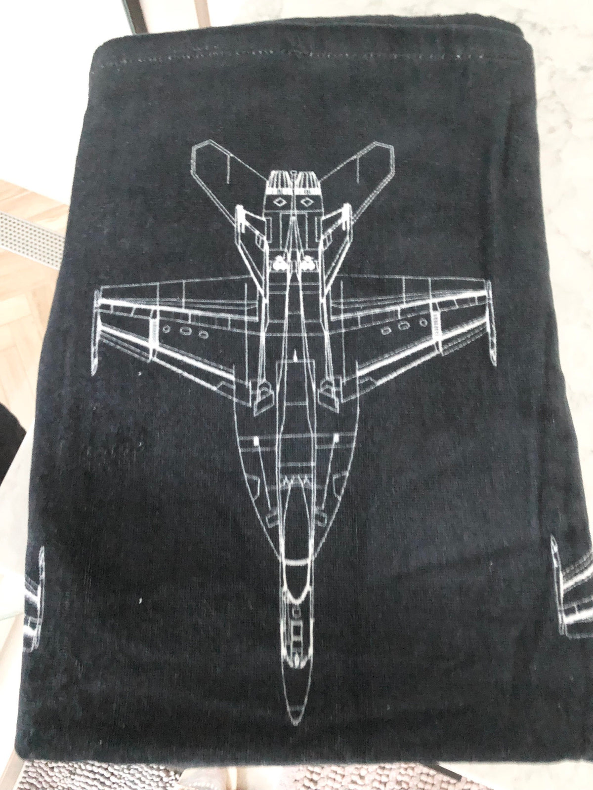 CLOSEOUT: F/A-18E Superhornet Blueprint Fighter Jet 100% Cotton Oversized Beach/Pool/Bath Towel