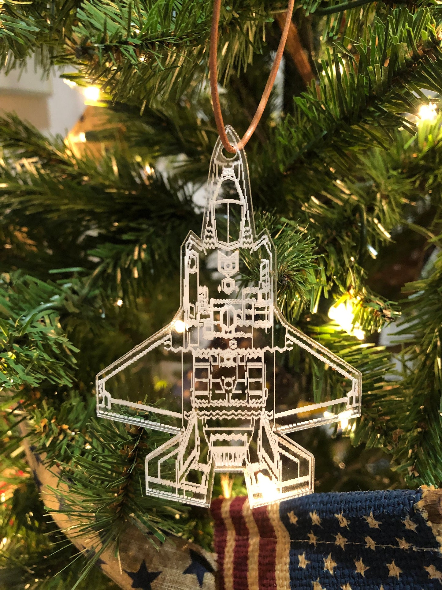 Engraved F-35A Blueprint Fighter Jet Ornament