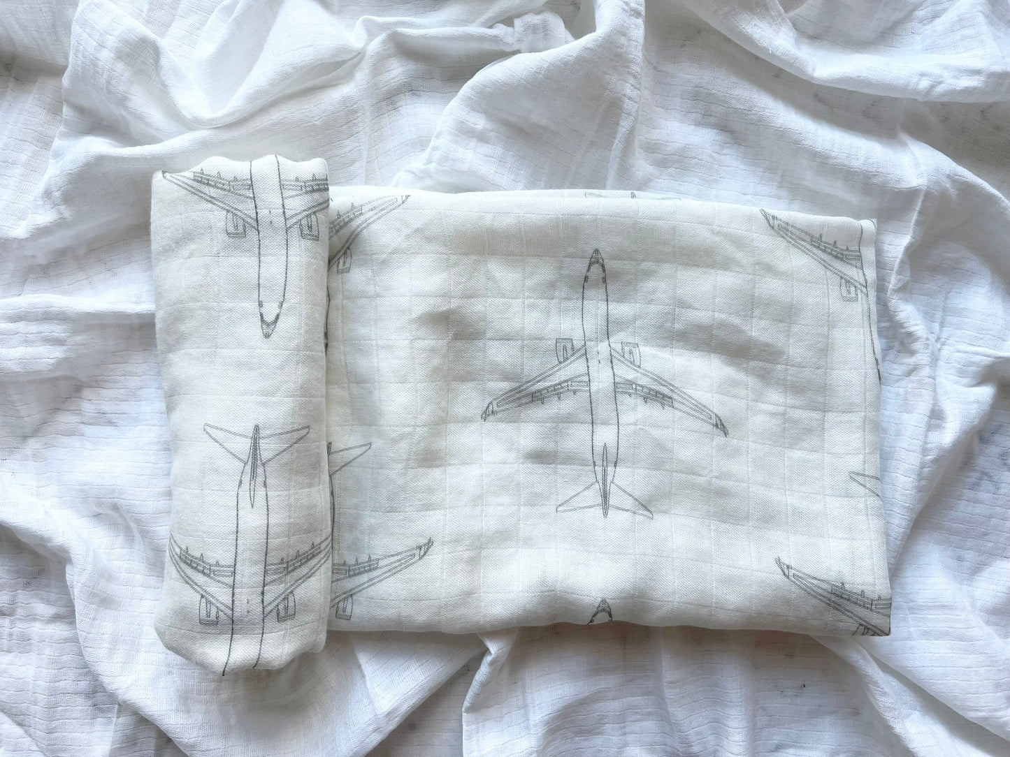 CLOSEOUT: Boeing 737 Blueprint Muslin Swaddle/Blanket