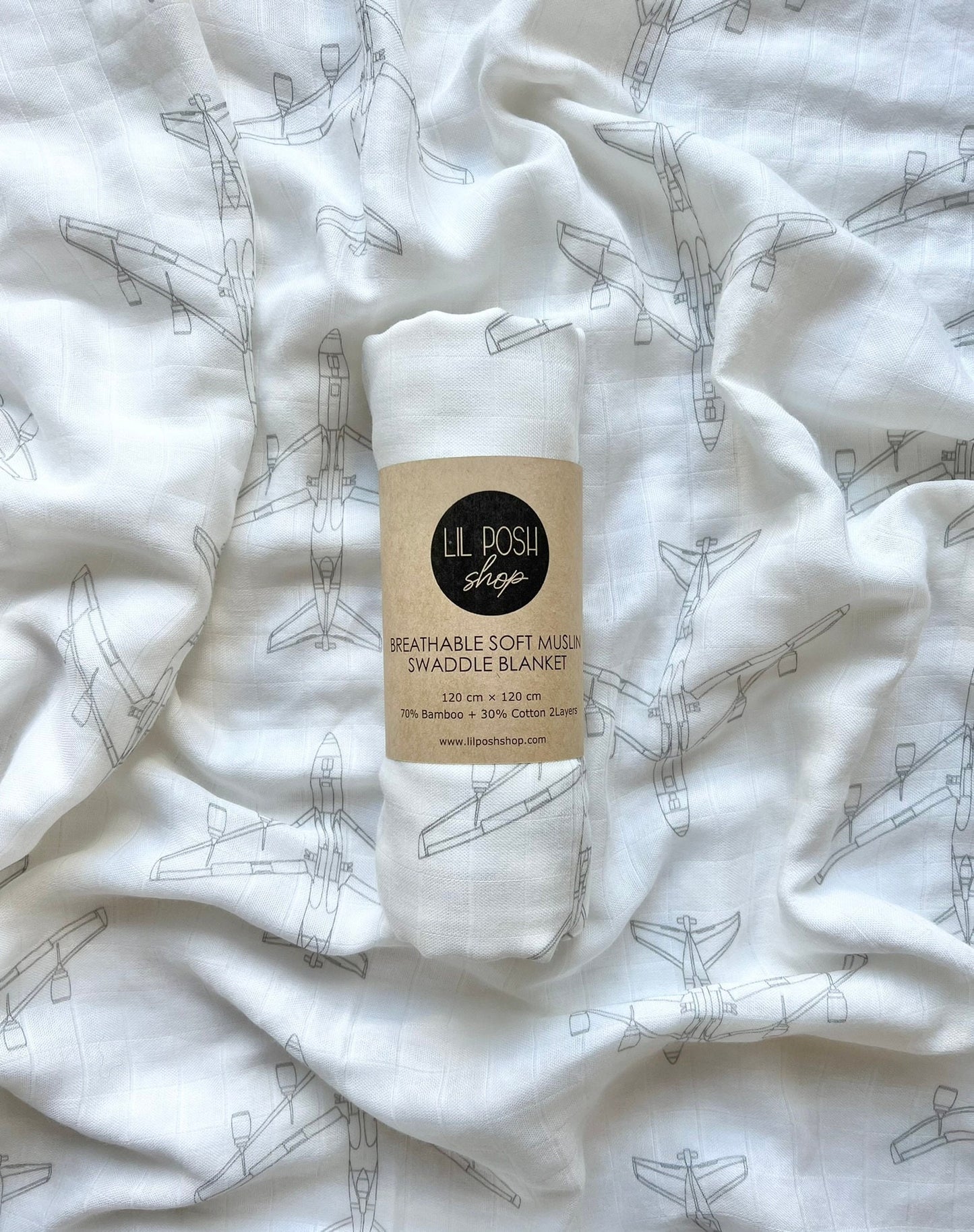 CLOSEOUT: KC-135 Blueprint Muslin Swaddle/Blanket