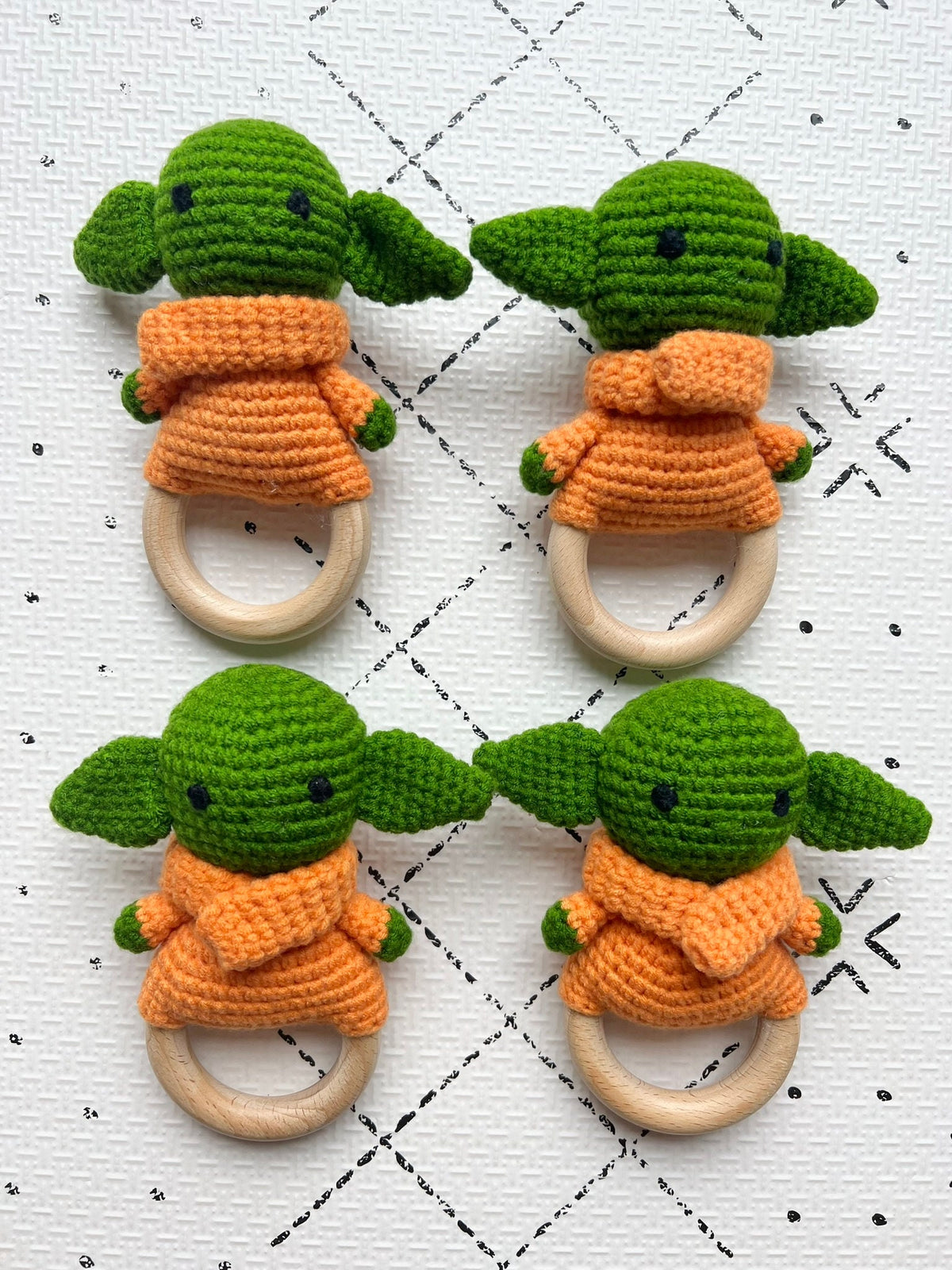 Handmade Crocheted Baby Yoda/Grogu Rattle