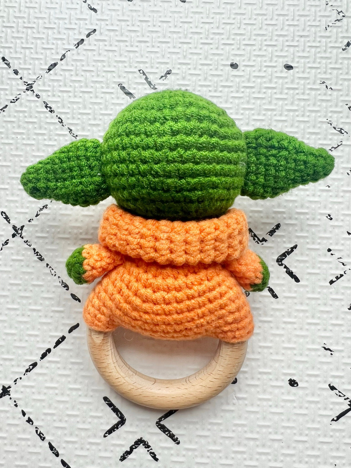Handmade Crocheted Baby Yoda/Grogu Rattle
