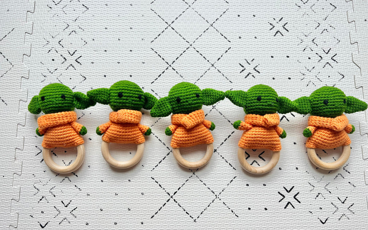 Handmade Crocheted Baby Yoda/Grogu Rattle