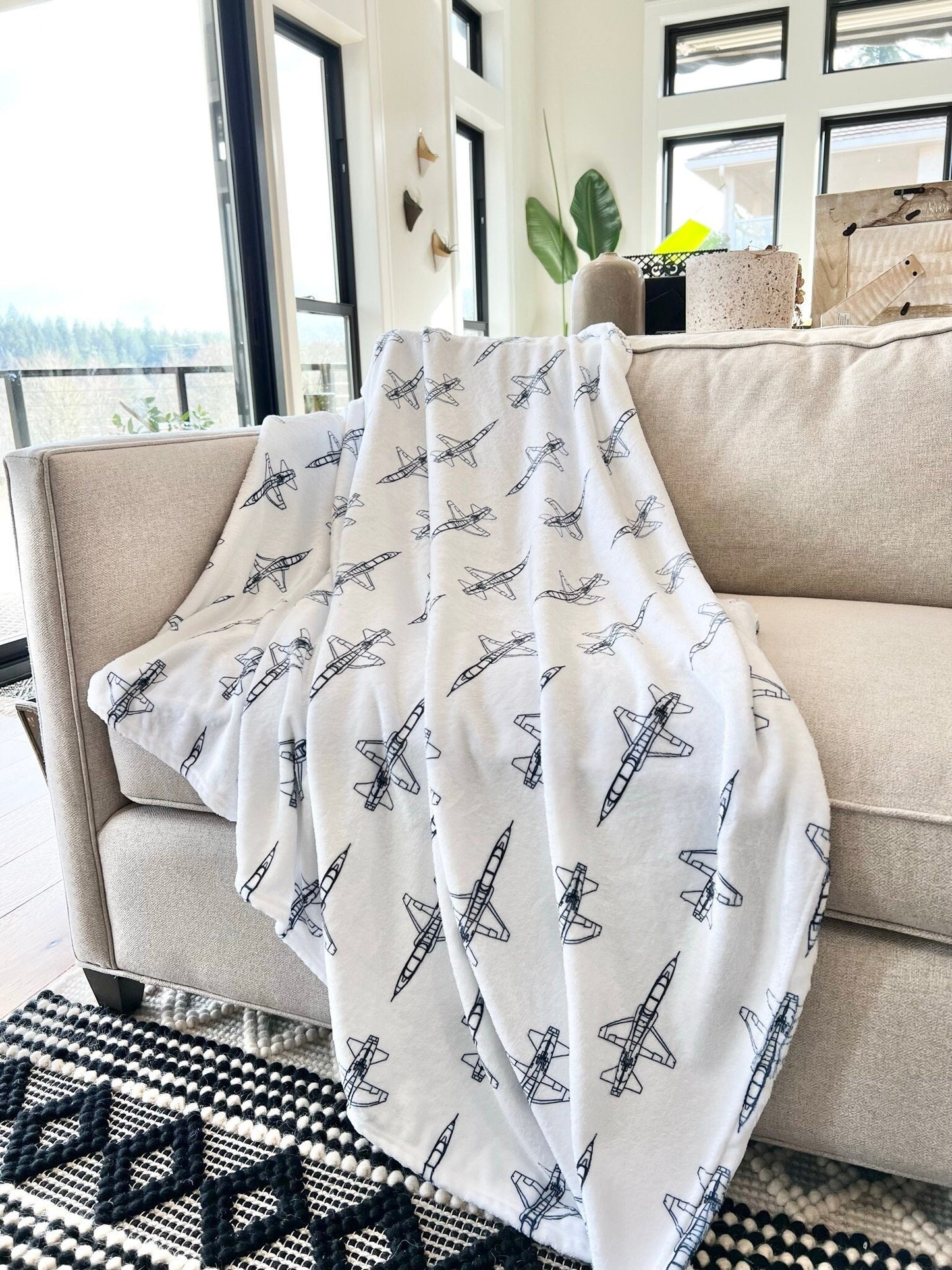 CLOSEOUT: T-38 Fighter Jet Plush Velvet Blanket/Throw