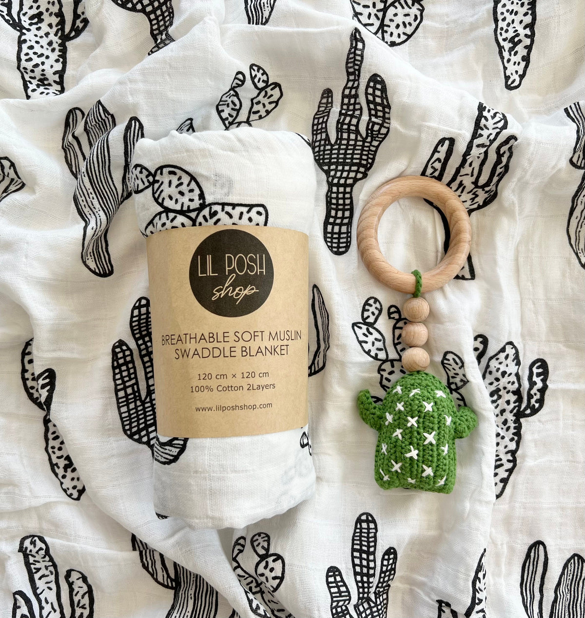Lil Cacti Handmade Crocheted Baby Rattle