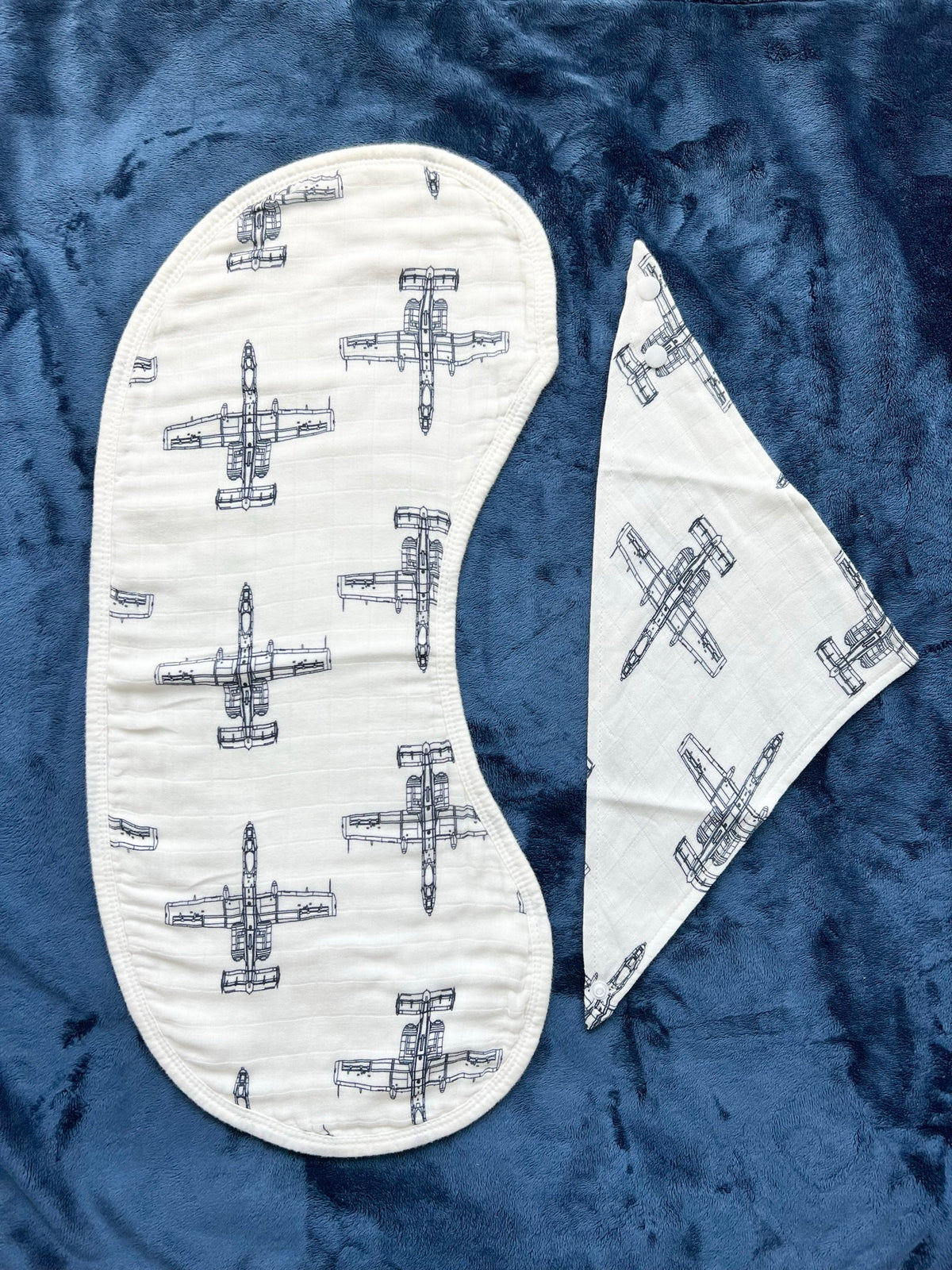 CLOSEOUT A-10 Blueprint Fighter Jet Bandana/Drool Bib + Burp Cloth