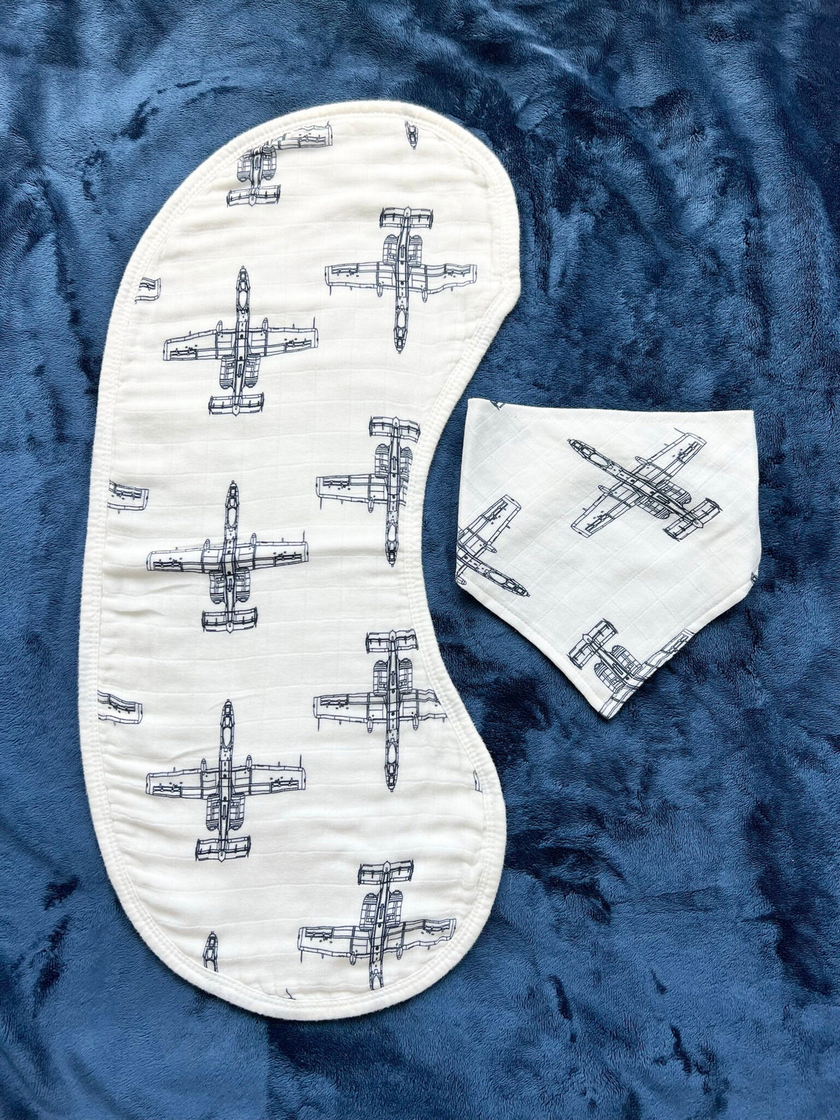 CLOSEOUT A-10 Blueprint Fighter Jet Bandana/Drool Bib + Burp Cloth